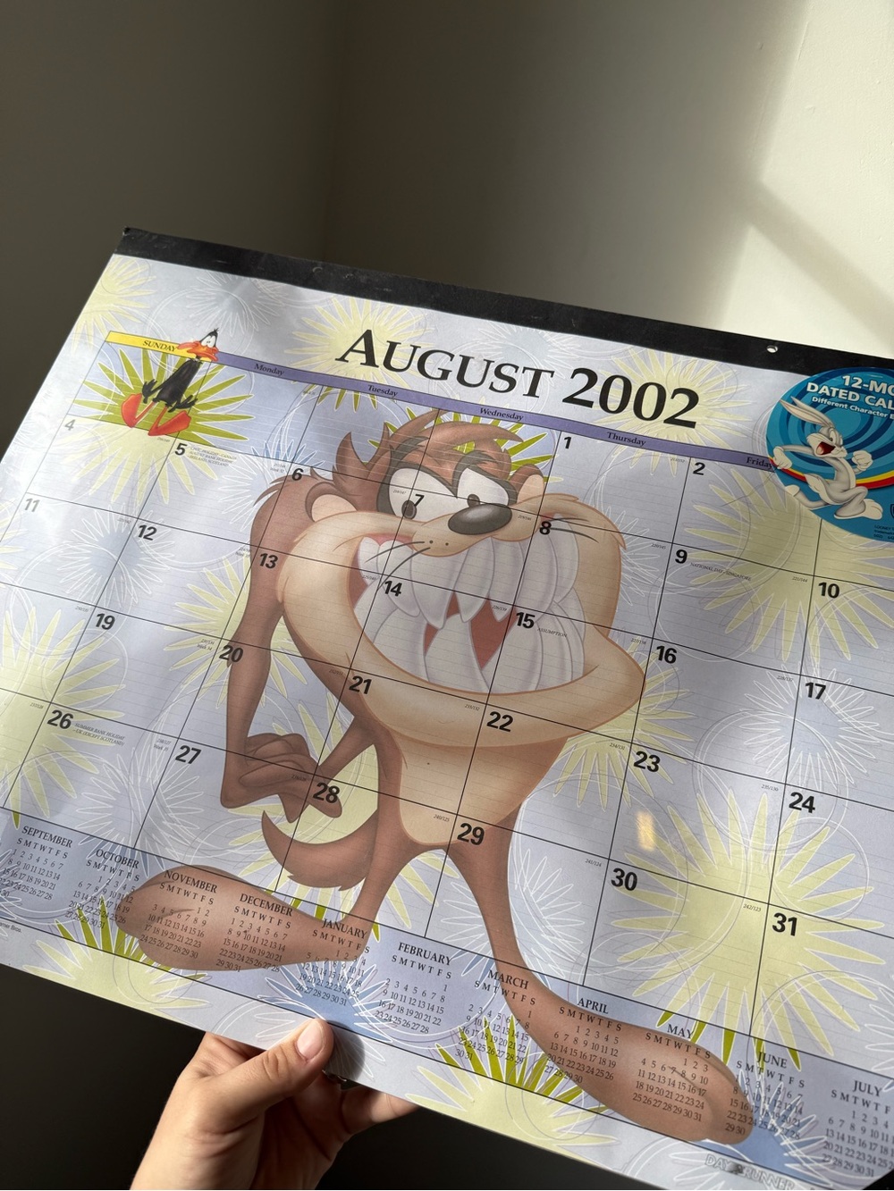 Day Runner Looney Tunes Cartoon c2002 Y2K Vintage 17x22” 12-Month Dated Calenda